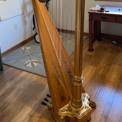 Lyon & Healy Concert Harp Style #21 1912 - Curly Maple, Sitka Pine, Gold leaf Gilding image 2