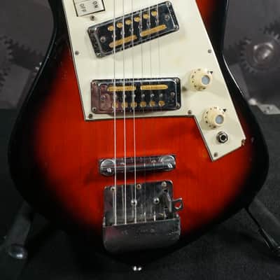 1960s Norma EG-405-2 Redburst MIJ Vintage Electric Guitar w/ Original Gold Foils image 5