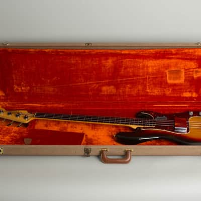 Fender  Precision Bass Solid Body Electric Bass Guitar (1962), ser. #83915, original brown tolex hard shell case. image 10