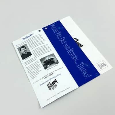 Gibson USA “Only A Gibson Is Good Enough” Warranty Hang Tag / Paperwork 1990s image 3