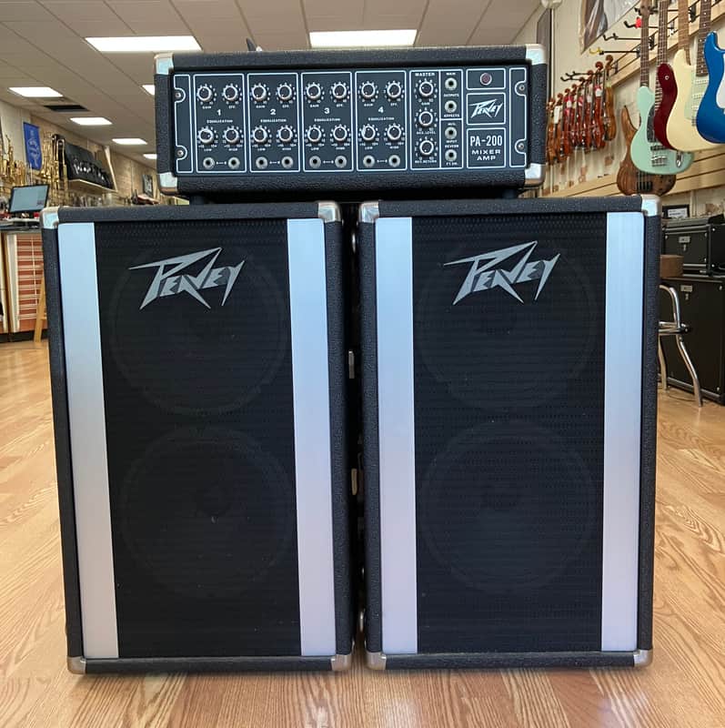 1980’s Peavey PA-200 W/2 2x10 Speakers- Black image 1