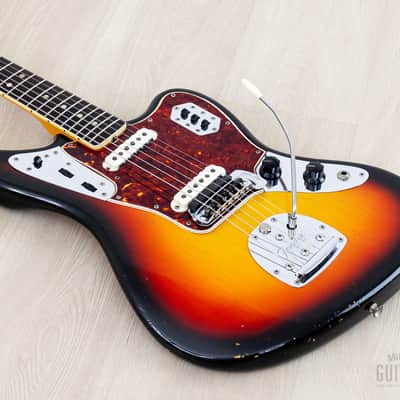 1966 Fender Jaguar Vintage Offset Guitar Sunburst w/ Big Neck, Case image 9