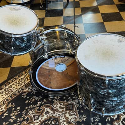 VINTAGE 1960's-70's Slingerland Mixed Era Drum Set in Black Diamond Pearl - 14x20, 9x13, 16x16 image 13