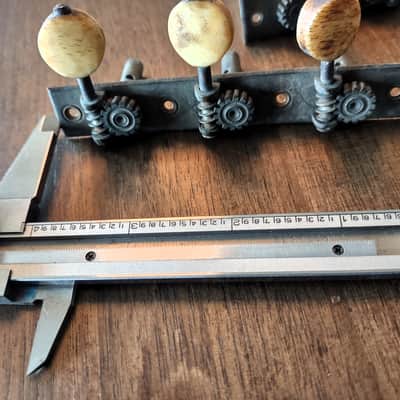 ca. 1875 Strip 3-on-a Side Guitar Tuning Machines Geared Tuners Brass image 3