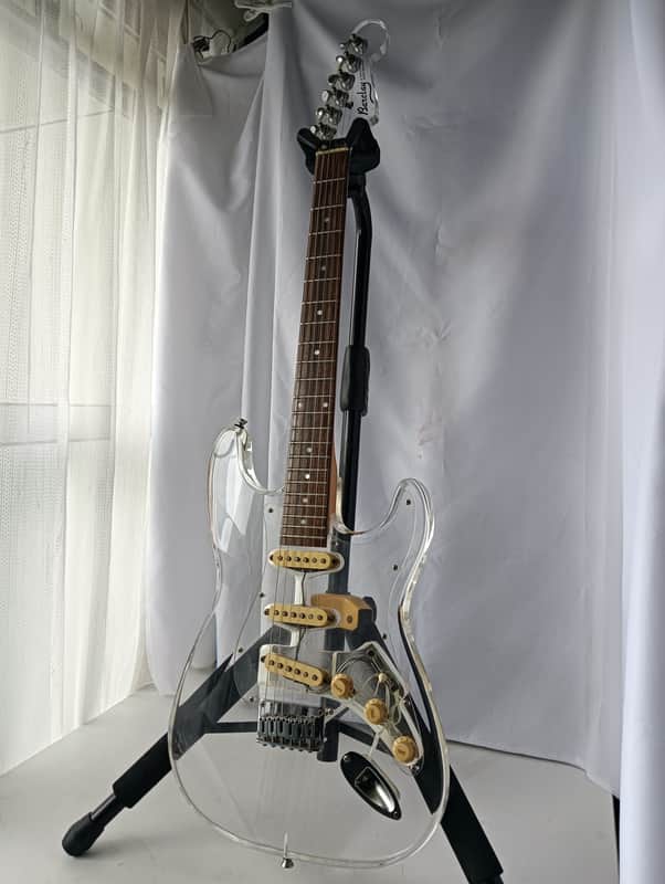 Barclay Acrylic Strat-Style Guitar w/ Transparent Acrylic Headstock – Rare (1990s–2000s) image 1