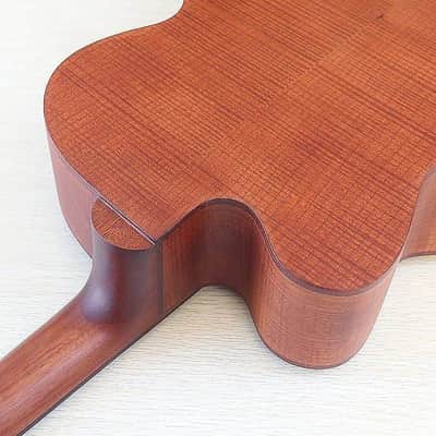 Custom Fretless 4 String Acoustic Electric Bass, Spruce Oak Body, Okoume Wood Neck image 2
