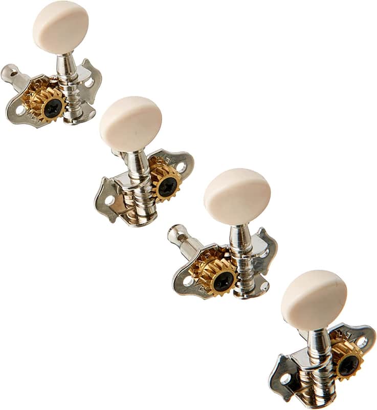 Grover Sta-Tite Geared Ukelele Pegs 9 Series, Nickel w/White Buttons image 1