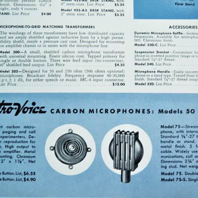 Vintage RARE 1940's Electro-Voice Model 75 carbon Microphone w period Astatic E6G desk stand image 2