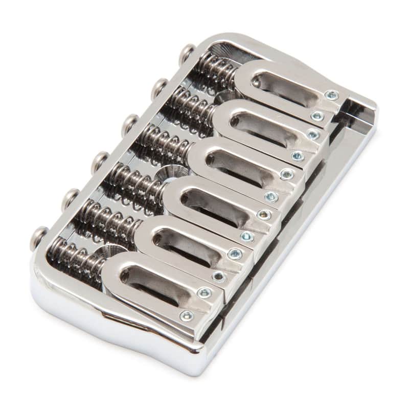 Hipshot 6 String Hardtail Fixed Bridge (Chrome, .125") image 1