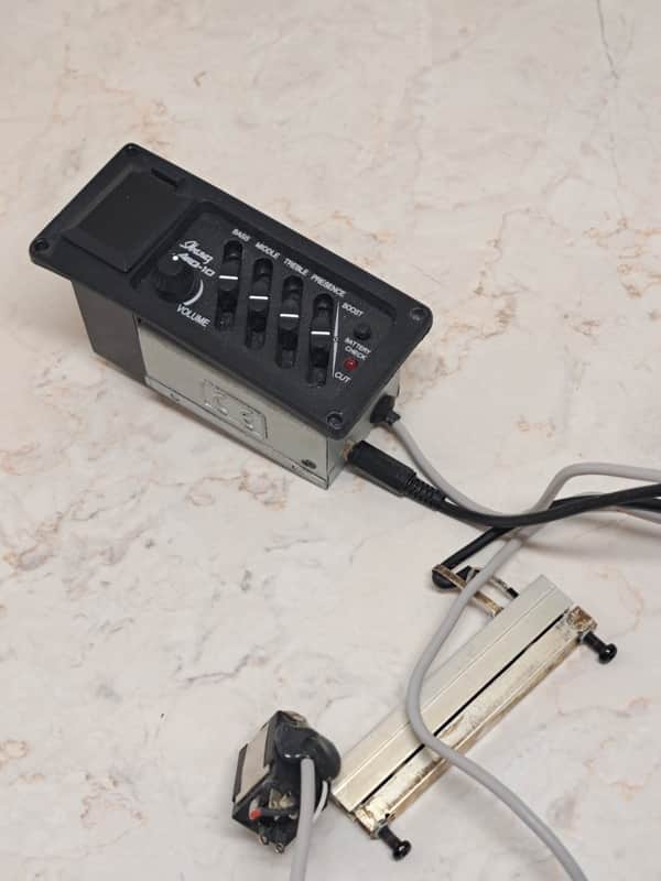 Ibanez AEQ-10 4-Band EQ Acoustic Preamp, Pickup, 1/4 Jack- for AE-10, AE-18, AE15FM, AE25 Guitar- 1995 - Pulloff image 1