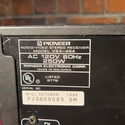 Pioneer 1995 VSX-454 AV Stereo Receiver image 9