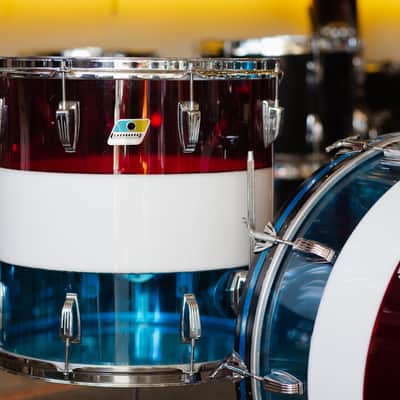 Ludwig 1970s Ludwig Vistalite Kit in Red, White, and Blue - 14x22, 16x16, 8x12 image 3