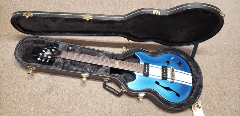 Indie Guitar Company Double Cut Metallic Blue Electric Guitar - Mint image 1