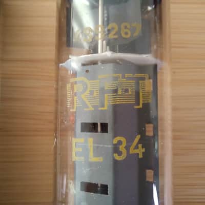 Beautiful NOS RFT  EL34 6CA7  early SHORT BASE model !!! perfectly matched pair  great Mullard substitute Orange Hiwatt Marshall Bild 3