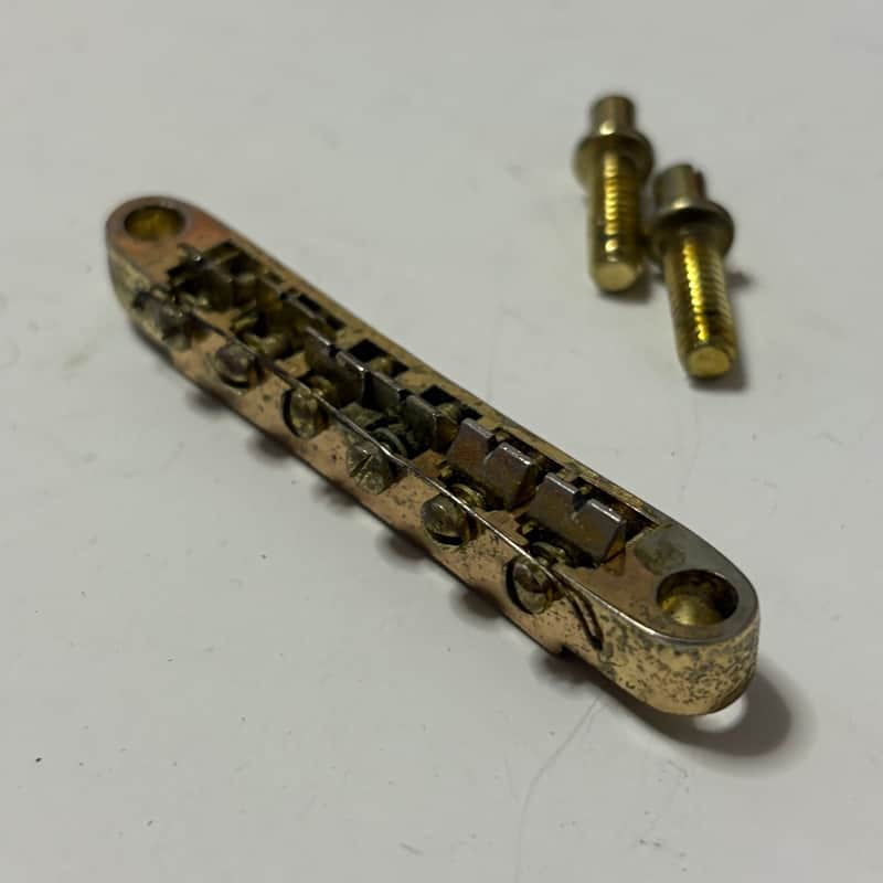 Series 10 Vintage 90s Les Paul copy Saddle ABR-1 Style W wire natural gold aged image 1