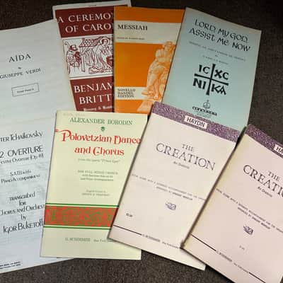 Lot of 9 Old Vintage Books Chorus and Orchestra Sheet Music Creation, Messiah, Lord my God image 1