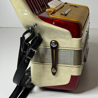 Pearl Red & White Camerano By Scandalli Piano Accordion LM (41key/120Bass) Italy image 5