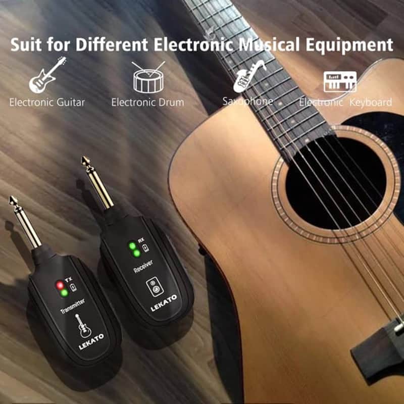 LEKATO UHF A8 Wireless Guitar System Transmitter Receiver Range 50M 4 Channels image 1