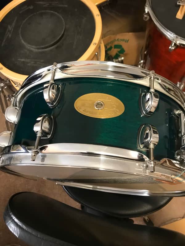 Premier Artist Maple snare drum 1990’s Dark green stain image 1