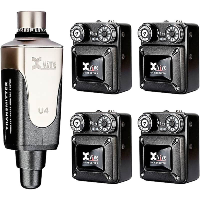 Xvive U4 In-Ear Wireless Monitor System With Transmitter and 4 Receivers 2025 - Black image 1