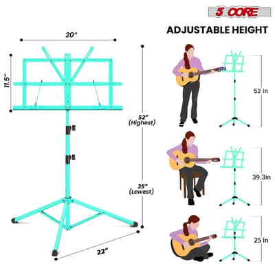 5 Core Music Stand Adjustable 52" Desktop Book Stands Portable Foldable Bild 2