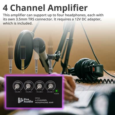 FocusProAudio Compact 4-Channel Stereo Headphone Amplifier with DC 12V Power Adapter image 10