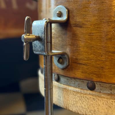 VINTAGE 1940's Leedy Trap Kit in Natural Mahogany - 14x28, 7x11, 9x13 image 19