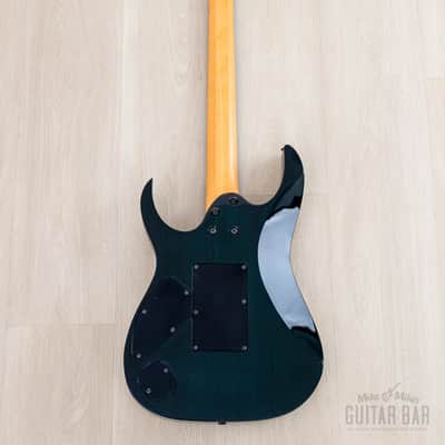 1998 Ibanez J Custom KRG1802 Spot Model Transparent Turquoise AAAA Flame Top DiMarzio HH image 3