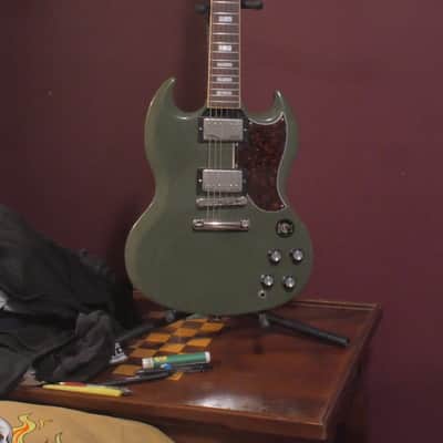 Gibson CME Exclusive SG Standard with T-Type Pickups, Tortoise Pickguard 2018 - Olive Drab image 9