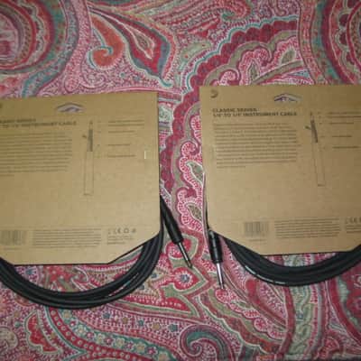 TWO new in package D'Addario Classic Series Instrument Cable Straight to Straight, 10ft. PW-CGT-10, Black / ultra-pure, oxygen-free copper coaxial conductor with dense spiral shielding in a low capacitance design / Double molded plug design image 2
