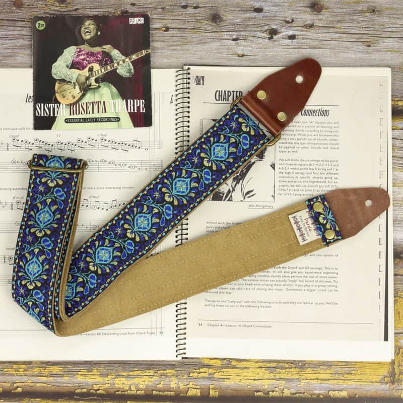 Pardo retro guitar strap model Blue Pheasant, backing suede image 1