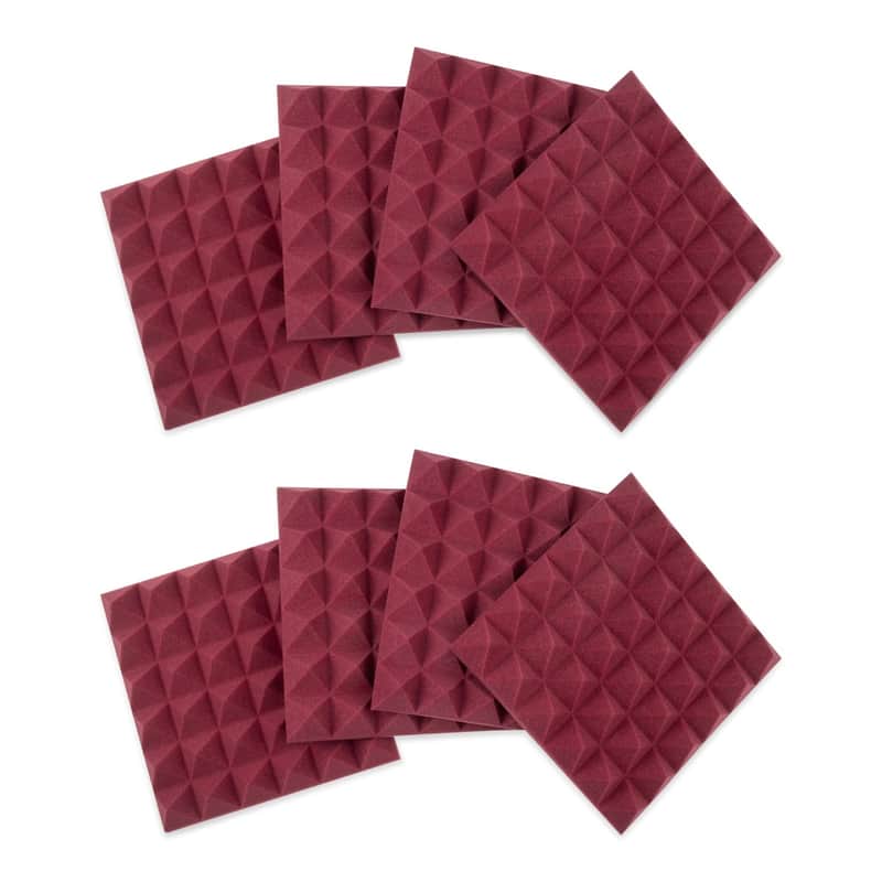Gator Frameworks 8 Pack of 12x12" Acoustic Pyramid Panels - Burgundy image 1