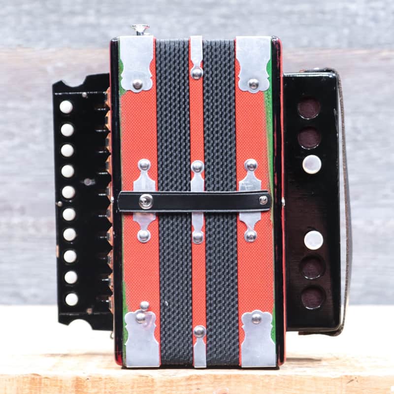 Gagné & Frère 2-Bass 10-Treble Button "D" Red & Black Diatonic Accordion w/Case image 1
