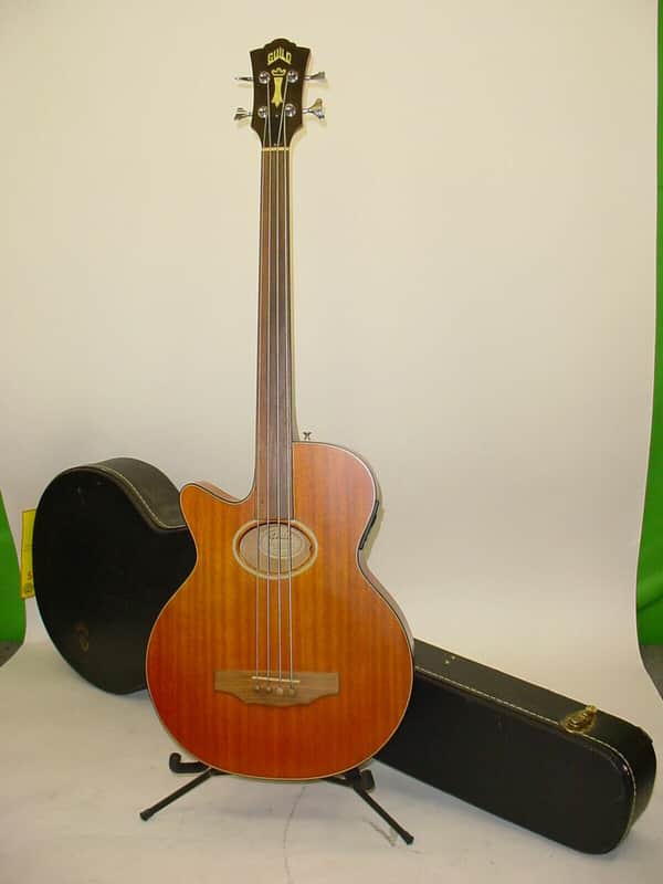 Guild B4CE Left-Handed Acoustic Electric Bass Guitar Vintage 90's LEFTY B4CE-AMB image 1