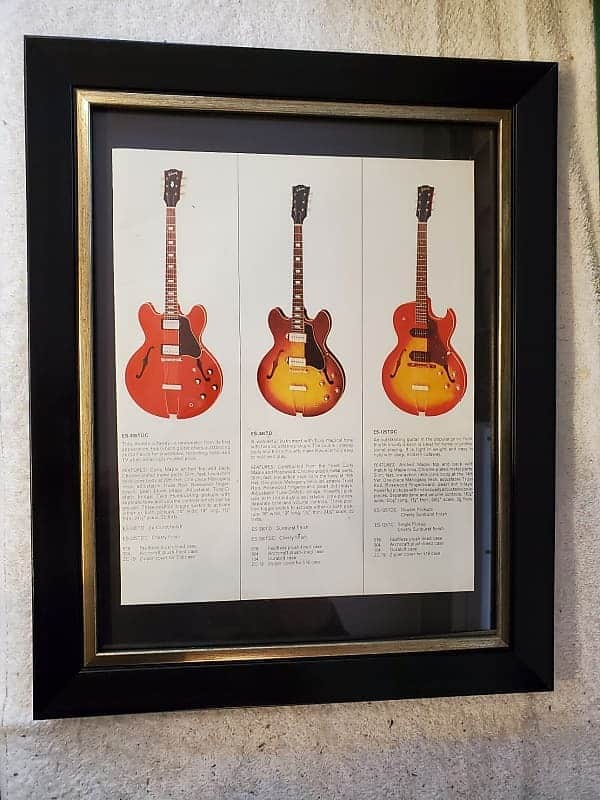 1966 Gibson Guitars Color Promotional Ad Framed ES-335, ES 330, ES-125TDC image 1