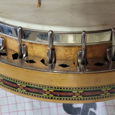 1920's? Slingerland Maybelle 17 fret Tenor Banjo, birdseye back, ornate sides image 6