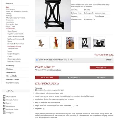 Stentor Student 2 Double Bass 3/4 Size 1438C image 10