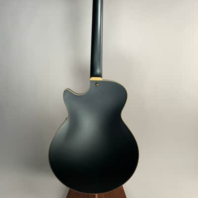 D'Angelico Deluxe 59 RARE Limited Edition #28/50 Matte Charcoal Archtop Electric Guitar - Gold Hardware, Abalone Block Inlays image 3