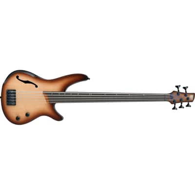 Ibanez SRH505FNNF SR Bass Workshop 5-string Bass - Hollow Body Fretless - Fretless - Natural Browned Burst Flat image 2