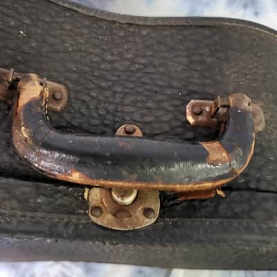 Vintage RARE 1950's Geib Black Pebble Tolex Purple Interior Soft Shell Acoustic Guitar Case image 3