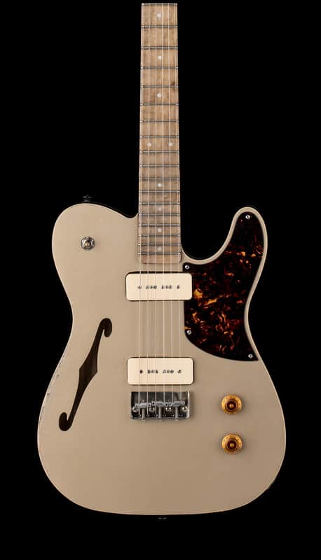 Valentino Guitars Thinline T-style P90 - Gold/black image 1