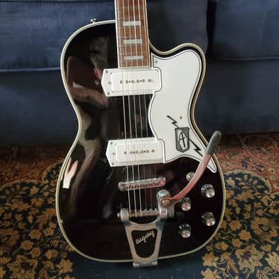 Eastwood Airline Tuxedo with Bigsby 2022 - Black with white trim image 2