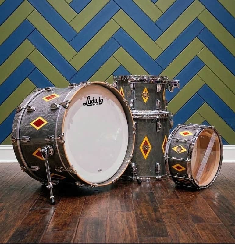 Ludwig  USA 110th Anniversary Legacy Mahogany 2019 - Charcoal Birdseye Maple Diamond Flash Inlay image 1