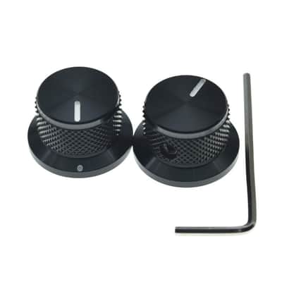 2pcs Aluminium Potentiometer Knobs 1/4" Universal Top Hat Knobs Bell Control Knob with Set Screw for Guitar/Bass/AMPS/Preamps Black with Indicator image 1