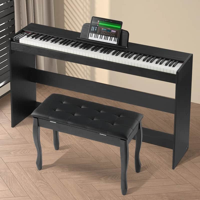88-Key Fully Weighted Digital Piano with Dual Keyboard Mode, Bluetooth MIDI, Surround Speakers, and Double Bench – Full-Size Cabinet Electric Keyboard for Advanced Players and Home Studios image 1