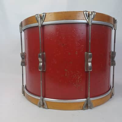 WFL Ludwig 12x17"Tenor Tom Drum Red Lacquer +Natural Maple Wood Hoops Vintage40s image 3