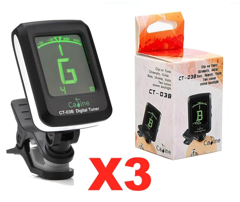 Caline CT-03B X 3 Guitar Clip-On Tuners Electronic with Digital LCD display, Black image 1