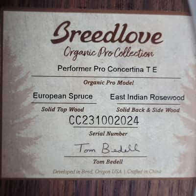 Breedlove Performer Pro Parlor Concertina E - Tobacco Burst With OHSC Free Shipping image 14