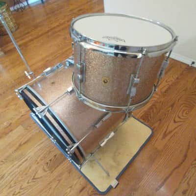 Ludwig Vintage 1966 Club Date pink champagne sparkle outfit w/ matching snare drum! image 12