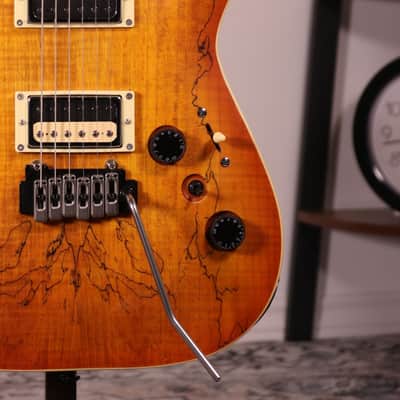 Schecter C-1 Exotic Spalted Maple - Ebony Fingerboard, Satin Natural Vintage Burst image 3
